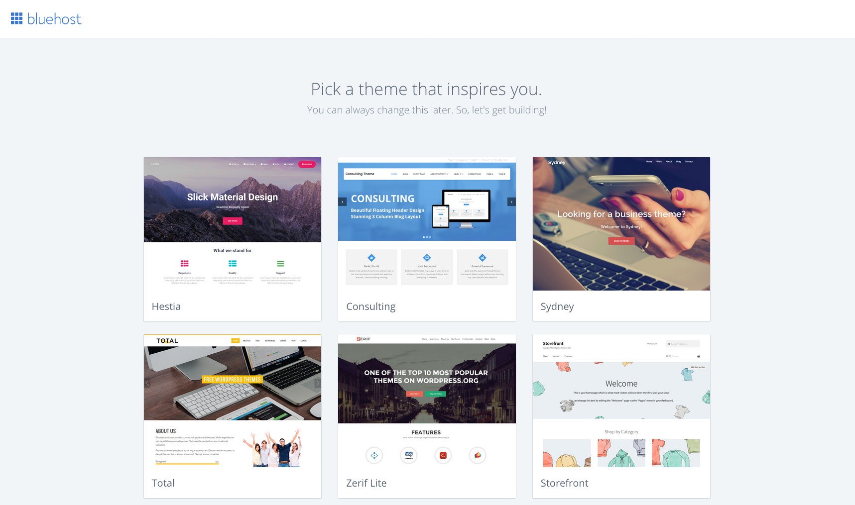 Pick a WordPress theme with Bluehost