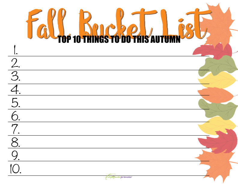 Fall Bucket List by Dwainia Grey