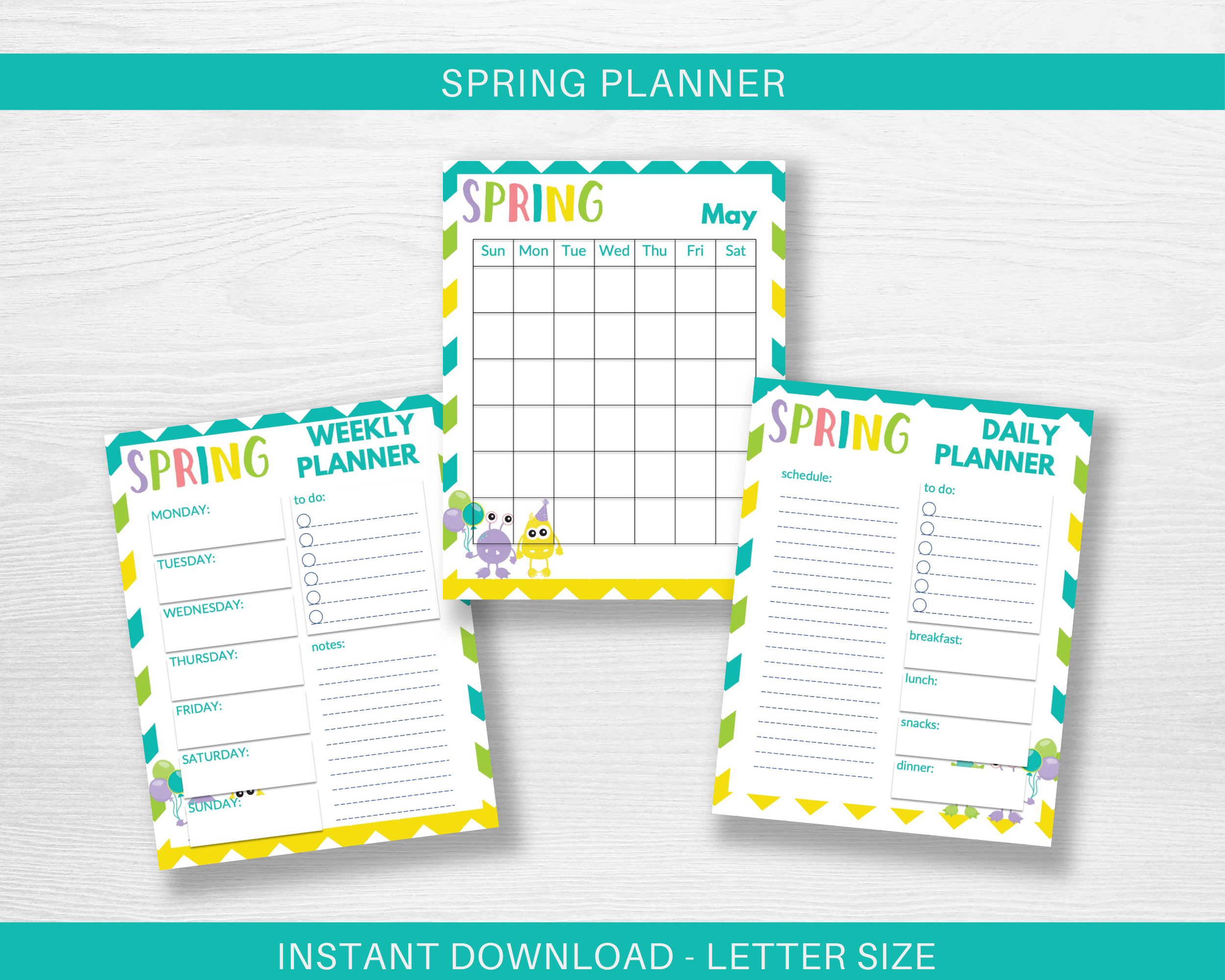 spring planner monster kids 4